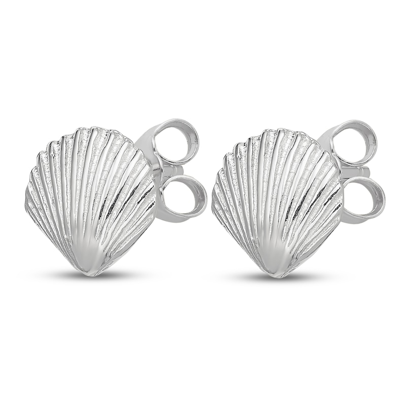 Main Image 2 of Sea Shell Stud Earrings 14K White Gold