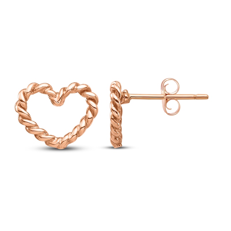 Heart Stud Earrings 14K Rose Gold