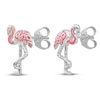 Thumbnail Image 2 of Pink Flamingo Stud Earrings Pink Enamel 14K White Gold