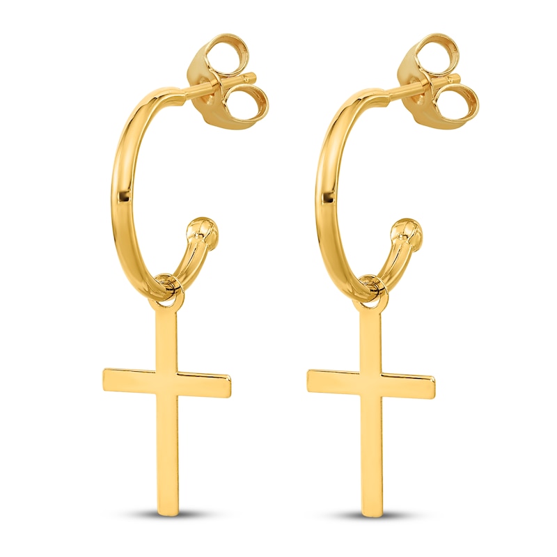 Main Image 2 of Cross Dangle Earrings 14K Yellow Gold