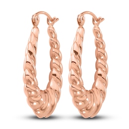 Twisted Hoop Earrings 14K Rose Gold 25mm