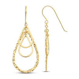 Open Tear Drop Dangle Earrings 14K Yellow Gold