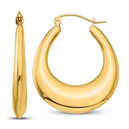 Polished Graduated Hoop Earrings 14K Yellow Gold 30mm