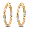 Thumbnail Image 2 of Light Twisted Hoop Earrings 14K Tri-Color Gold 34mm