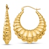 Thumbnail Image 1 of Scalloped Hollow Hoop Earrings 14K Yellow Gold 14mm