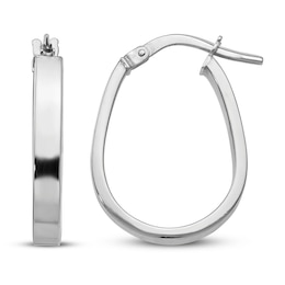 U-Shape Hoop Earrings 14K White Gold 21mm