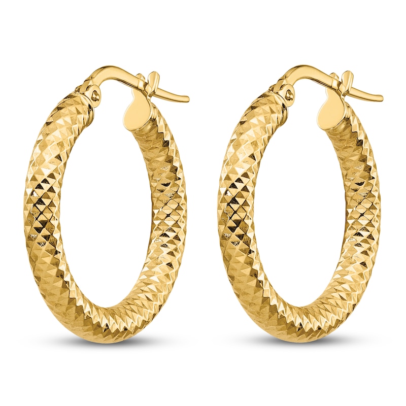 Main Image 2 of Diamond-Cut Hoop Earrings 14K Yellow Gold