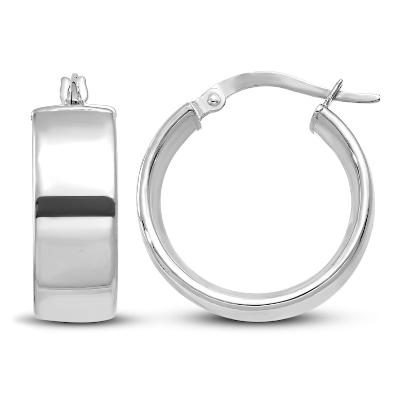 Lightweight Tube Hoop Earrings 14K White Gold 20mm