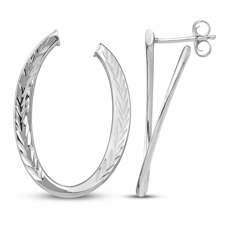 Polished Hoop Earrings 14K White Gold