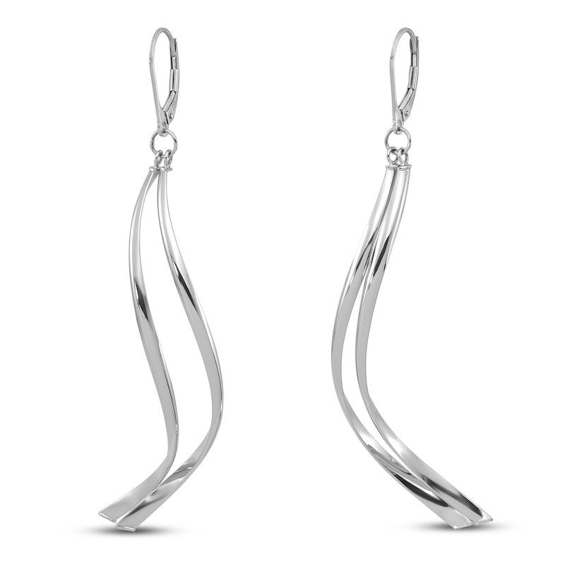 Main Image 2 of Polished Dangle Earrings 14K White Gold