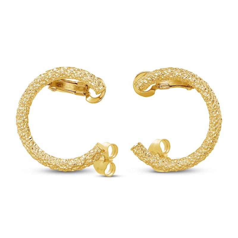 Diamond-Cut Climber Hoop Earrings 14K Yellow Gold