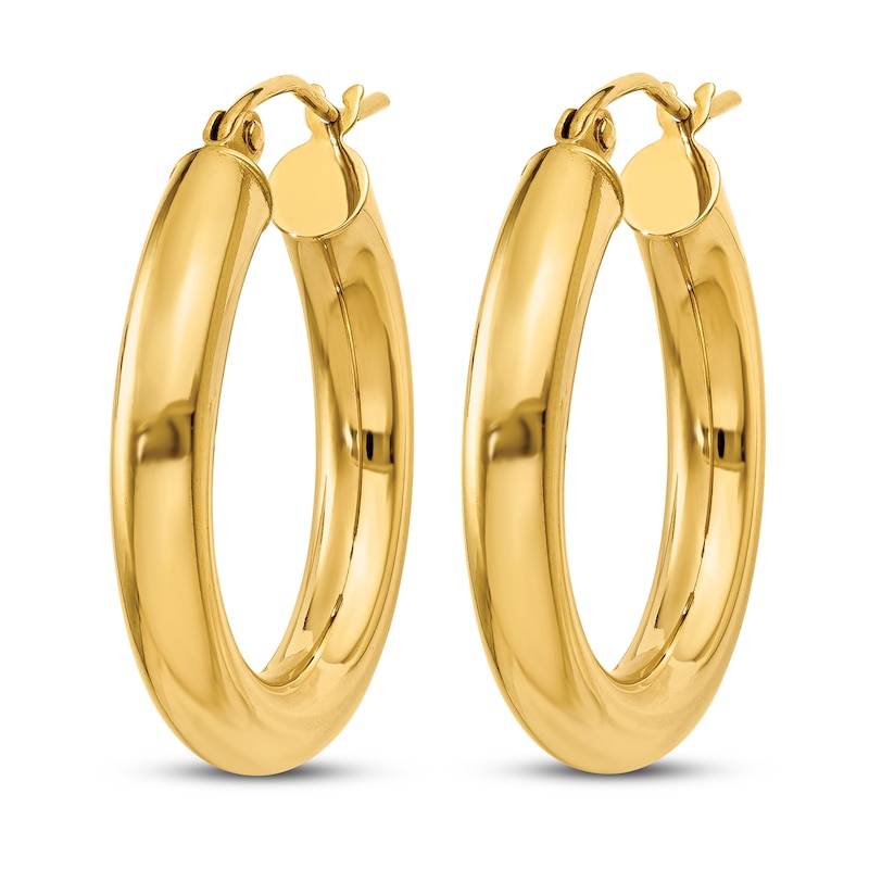 Main Image 2 of Lightweight Tube Hoop Earrings 14K Yellow Gold 25mm