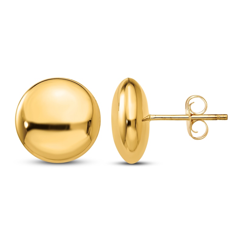 Button Stud Earrings 14K Yellow Gold