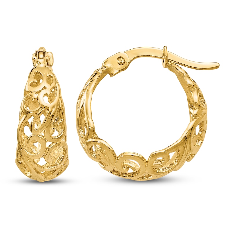 Main Image 1 of Hinged Hoop Earrings 14K Yellow Gold