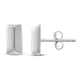 Fancy Bar Stud Earrings 14K White Gold