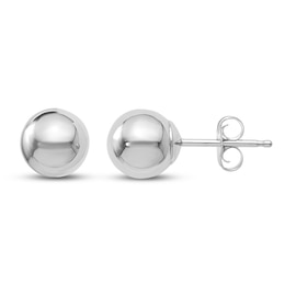 Ball Stud Earrings 14K White Gold 6mm