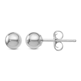 Ball Stud Earrings 14K White Gold 4MM