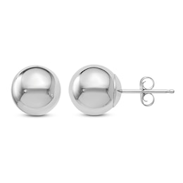 Ball Stud Earrings 14K White Gold 8MM