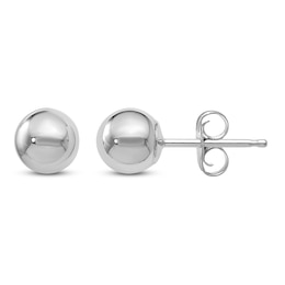 Ball Stud Earrings 14K White Gold 5MM