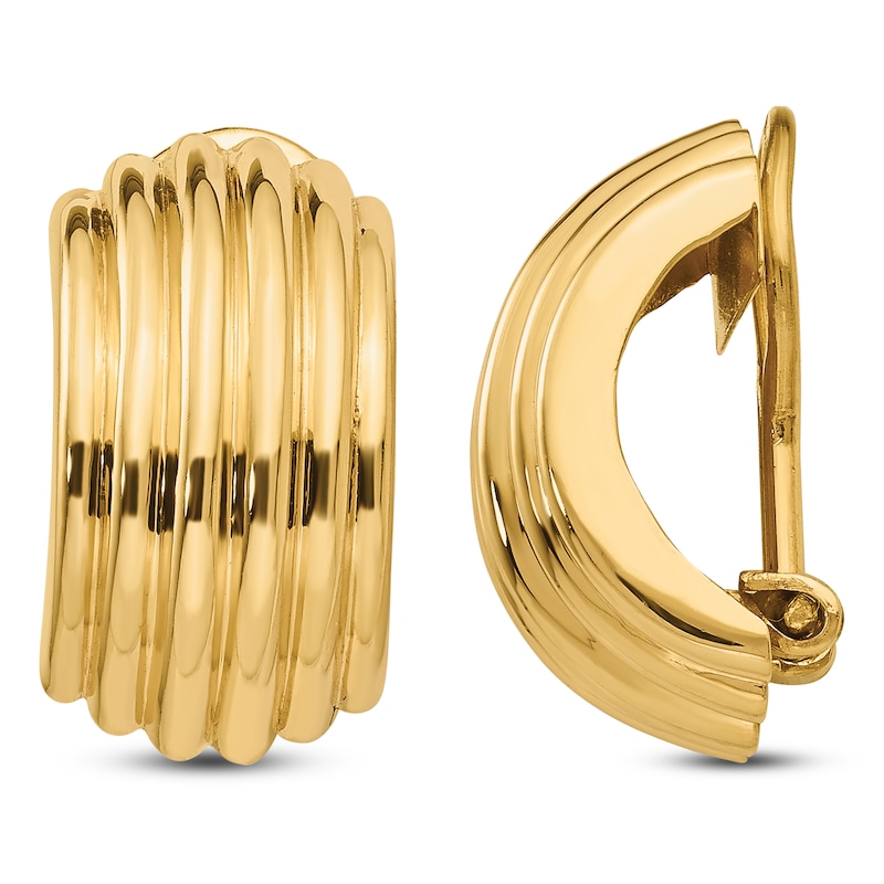 Main Image 1 of Clip-On Ball Hoop Earrings 14K Yellow Gold