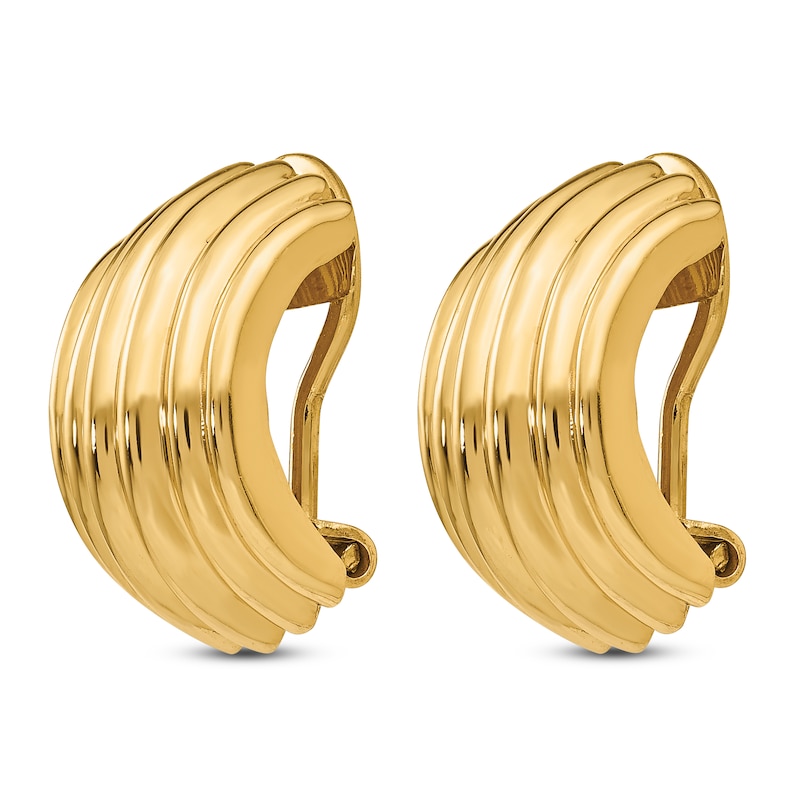 Main Image 2 of Clip-On Ball Hoop Earrings 14K Yellow Gold