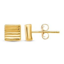 Square Stud Earrings 14K Yellow Gold