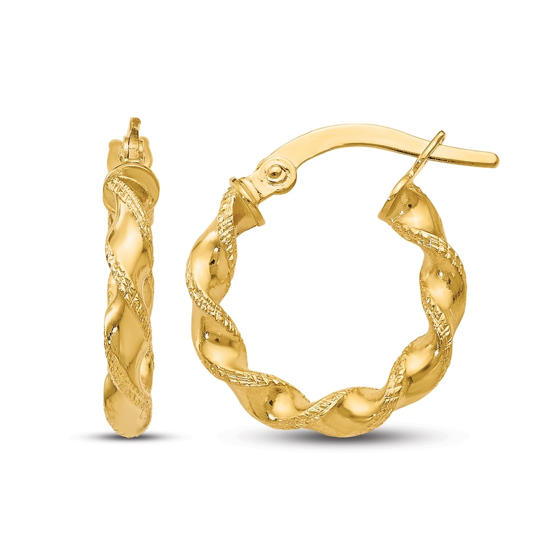 Main Image 1 of Twisted Hoop Earrings 14K Yellow Gold