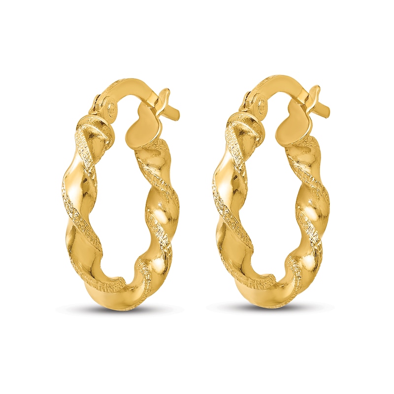 Main Image 2 of Twisted Hoop Earrings 14K Yellow Gold