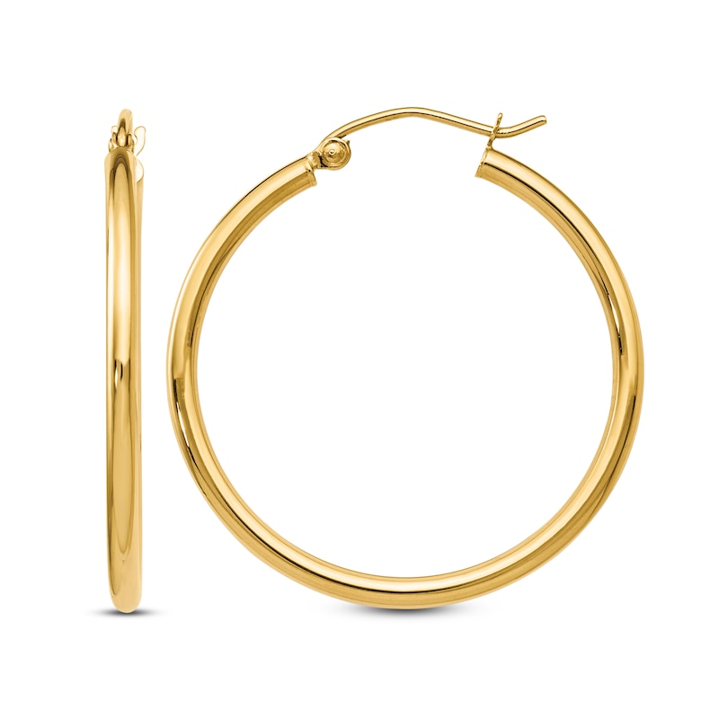 Main Image 1 of Polished Hoop Earrings 14K Yellow Gold