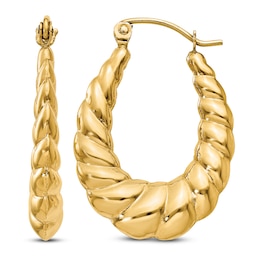 Polished Shrimp Hoop Earrings 14K Yellow Gold