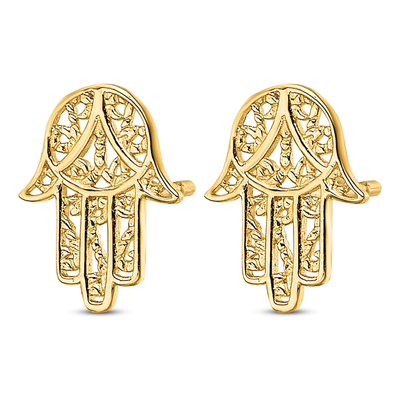 Main Image 2 of Hamsa Stud Earrings 14K Yellow Gold