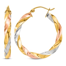 Twisted Hoop Earrings 14K Tri-Tone Gold