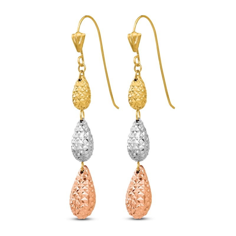 Main Image 2 of Teardrop Dangle Earrings 14K Tri-Tone Gold