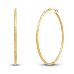 Round Tube Hoop Earrings 10K Yellow Gold