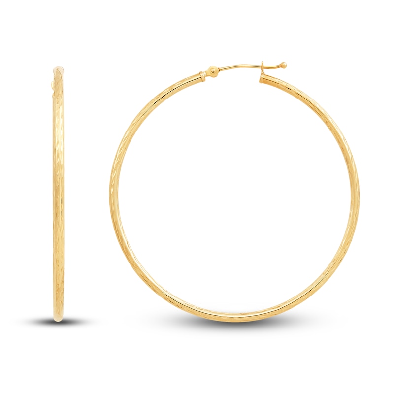 Main Image 4 of Round Tube Hoop Earrings 10K Yellow Gold