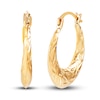 Thumbnail Image 1 of Diamond-Cut Round Tube Hoop Earrings 10K Yellow Gold