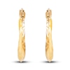 Thumbnail Image 3 of Diamond-Cut Round Tube Hoop Earrings 10K Yellow Gold