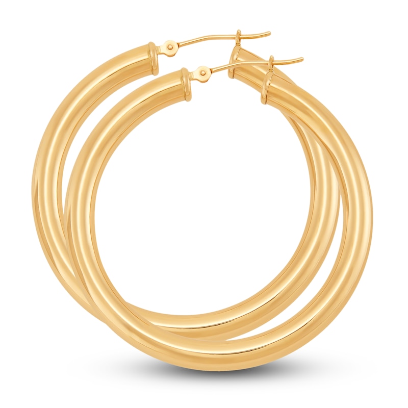 Main Image 2 of Round Tube Hoop Earrings 14K Yellow Gold 40mm