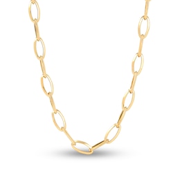 Italia D'Oro Elongated Oval Link Necklace 14K Yellow Gold 20&quot;
