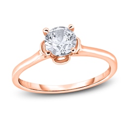 Diamond Solitaire Floral Engagement Ring 1 ct tw Round 14K Rose Gold (I2/I)