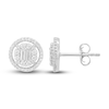 Thumbnail Image 1 of Diamond Circle Stud Earrings 1/2 ct tw Round/Baguette 14K White Gold