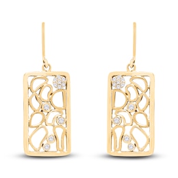 Diamond Drop Earrings 1/8 ct tw Round 10K Yellow Gold