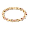 Thumbnail Image 1 of Italia D'Oro Oval Link Bracelet Pink Enamel 14K Yellow Gold 7.5&quot;