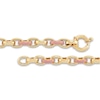 Thumbnail Image 3 of Italia D'Oro Oval Link Bracelet Pink Enamel 14K Yellow Gold 7.5&quot;