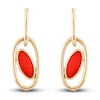 Thumbnail Image 1 of Italia D'Oro Oval Drop Earrings Red Enamel 14K Yellow Gold