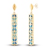 Thumbnail Image 1 of Italia D'Oro Blue Enamel Diamond-Cut Dangle Earrings 14K Yellow Gold