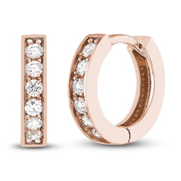 Diamond Huggie Earrings 1/8 ct tw Round 14K Rose Gold 10mm