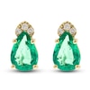 Thumbnail Image 1 of Natural Emerald Earrings Diamond Accents 10K Yellow Gold