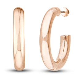 Polished Open Hoop Earrings 14K Rose Gold 30mm