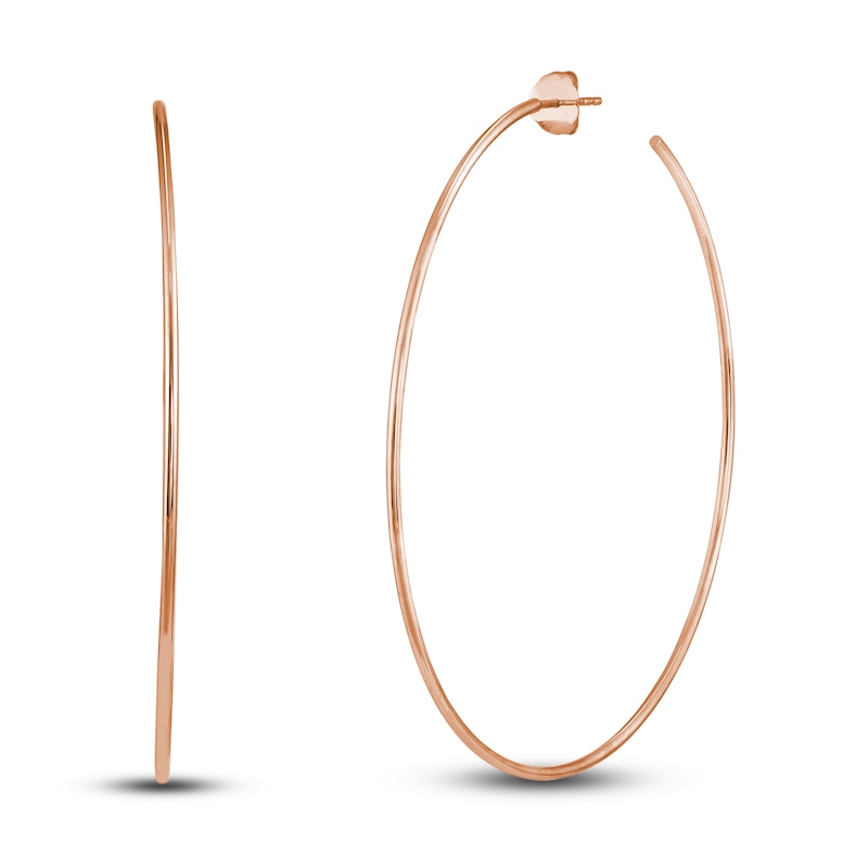 Round Wire Hoop Earrings 14K Rose Gold 60mm